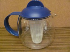 Weihnachten : Brod Glaskanne - Teekanne mit Filtereinsatz  blau