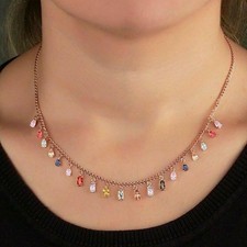 AAA Qualität Sterling 925 Silber Schmuck Top Rich Color Zircon Teardrop Halskette