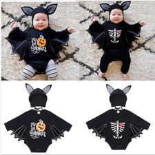 Halloween Kostüm Set Baby Kinder Vampir Bat Fledermaus Overall Romper Cosplay DE