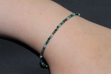 Armband Malachit Silber 925 weitenregulierbar