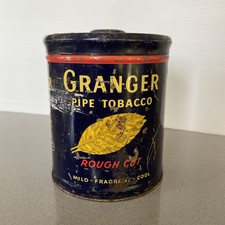 Vintage Granger grob geschnittene Pfeife Tabak Blechzeiger Hund rostiger Deckel Liggett & Myers