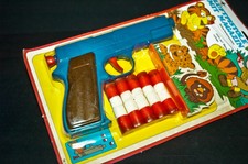 VINTAGE AIR SOFT PELLET GUN SET OVP 70s HONG KONG LUFTPISTOLE RARITÄT MIT ZIELEN