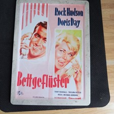 Blechschild Filmwerbung Rock Hudson Doris Day in Bettgeflüster CinemaScope 