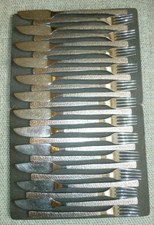 Viners Studio Besteck Rinde Oberfläche Fisch Messer & Gabeln 12 Einstellungen 18,10 Flecken