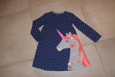Mini Boden  Shirt Kleid  Langarm   Einhorn Applikation  blau rosa   6-7y/122  NW