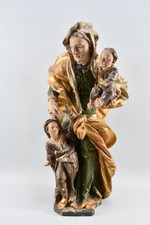 L37X01- Heiligenfigur, Mutter Anna mit Maria und Jesus, Holz geschnitzt, 18.Jh.