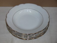 (2) Seltmann Weiden Inka, 6 Suppenteller Suppen Teller weiß Goldrand, D. 23,5 cm