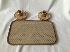 Vintage Schale und Kerzenleuchter weiß und gold Frisiertisch Set