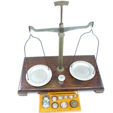 Waage Messing Edel Feinwaage Messing Balkenwaage mit Gewichte alt Goldwaage