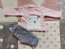 Mädchen set 2 teiler warm Winter gefüttert rosa grau c&a 62