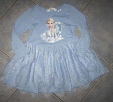 Mädchen Langarmkleid  Gr. 98/104 H&M/Diseney "Elsa "in blau mit Tüll und Glitzer
