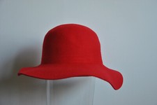 Vintage Damenhut Hut Gr. 55 Schlapphut Wollfilz Rot 60er/ 70er