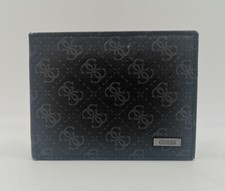 Guess Herren schwarz grau 4g Logo Bi-Fold Geldbörse guter gebrauchter Zustand