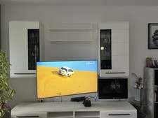 Wohnwand weiß Hochglanz mit  Beleuchtung