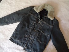 Zara Man Jeansjacke schwarz Größe S warmes Teddyfutter innen und am Kragen Top!!