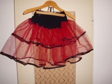 Original Vintage Petticoat rot-schwarz - kurz - 2-stufig - Burlesque- S