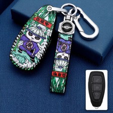 Leder Schlüsselhülle Fernbedienung Cover Schutz für Ford Focus Fiesta Kuga Blau