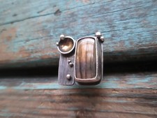 Artisan handgefertigter Ring aus Sterlingsilber & Gold Labradorit Größe 6,5