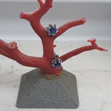 ### Ein Paar Ohrstecker 585er - 14 Karat Weißgold mit je einem blauen Saphir ###