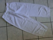 Leinenhose - Weiß -Lagenlook Harem - weites Bein -  Dehnbund - ca. Gr.40 - Neuw.