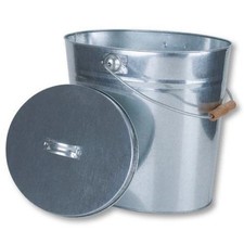 Swissbrands  Ascheeimer mit Deckel verzinkt zinkfarben Aschebehälter Kohleeimer