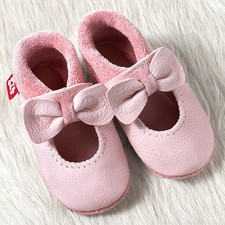 Pololo Soft Mädchen Ballerina rosa Krabbelschuhe Puschen Wagenschuhe Öko Leder 