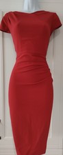 Lk Bennett Damenkleid rot drapiert plissiert Stretch formell Arbeit Büro Bleistift 12.