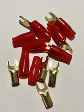 10 Gabelkabelschuhe M4, 8mm^2, vergoldet, Rot