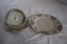 Sammelgedeck von Düco Bavaria,cremefarben mit Blumendekor und Goldrand