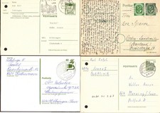 AL41g BUND Ganzsachen 1952 - 1977, vier verschiedene, teils mit Zusatzfrankatur