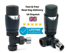 Thermostat anthrazit TRV Heizkörper Rücklaufverschraubung Ventile 15mm x 1/2" Ventil Paar