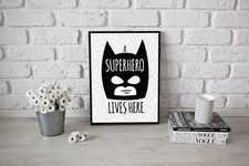 Ein Superheld Leben hier Zitat Kinder Spielzimmer Schlafzimmer Wand Poster Größe A4 A3