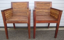 2 KOLONIAL Stil massivholz Armlehnstuhl Peddigrohr Holzstuhl Esszimmerstuhl