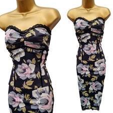 UK 12 Karen Millen Blumen Spitzenbesatz 2 Stück Korsett Top & Rock Outfit Kleid