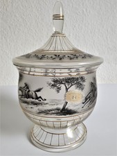 Deckelgefäß Glas Schwarzlotmalerei Johann Oertel Haida um 1920