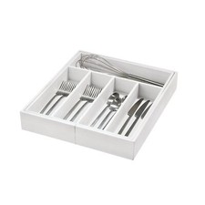 Schubladeneinsatz Organizer Besteckkasten iDesign ausziehbar Holz Weiß B-WARE