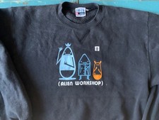 AWS Alien Workshop Very Rare 1990er Original Made in U.S.A. MED Black Sweatshirt