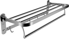 Badetuchständer, 60cm klappbar Wandmontage Doppeltuchhalter mit Haken