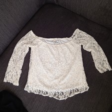 kurzes Spitzenshirt in creme Gr. S von Shineside