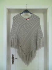 Manguun Poncho 34 36 38 40 XS S M L beige braun Pullover Strick Jacke Stola Top
