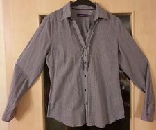 NEUWERTIG! hübsche MEXX Langarm-BLUSE Gr.38 f. große Damen, weiß-lila kariert