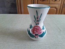 Vase   weiss mit rot - grünem Muster  14  cm hoch  ( BK 23)