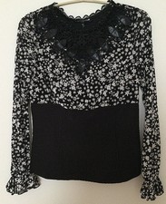 Luxe Collection Damen Shirt Gr.XL(42) schwarz DAMEN OBERTEIL Spitze Sterne