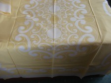 großes Tafeltuch Tischdecke gelb-weiß, Baumwoll-Damast von Smail 210 cm x 128 cm