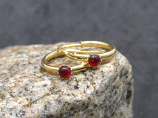 Ohrringe 750 GOLD 18 Karat Gelbgold créoles Granat Creole oro Design G2929/22