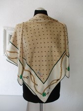 ARANCIA, großes Tuch, beige, creme, grün, 100 % Seide, Satin, 87 x 87 cm