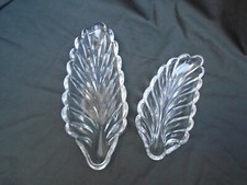 Vintage Davidsons klares Pressglas Gurke Serviergeschirr x2 12 Zoll und 9 1/2