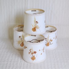 Vintage Clip On Lampenschirme, 4 1970's gepressten Blumen getrocknetes Gras Lampenschirme