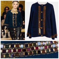 €4.550 CHANEL Byzance Jacke Cardigan Blau M/L D38/40 FR42 Blazer Jackett SCHMUCK