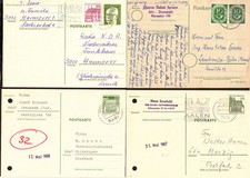 AL41h BUND Ganzsachen 1952 - 1986, vier verschiedene, teils mit Zusatzfrankatur